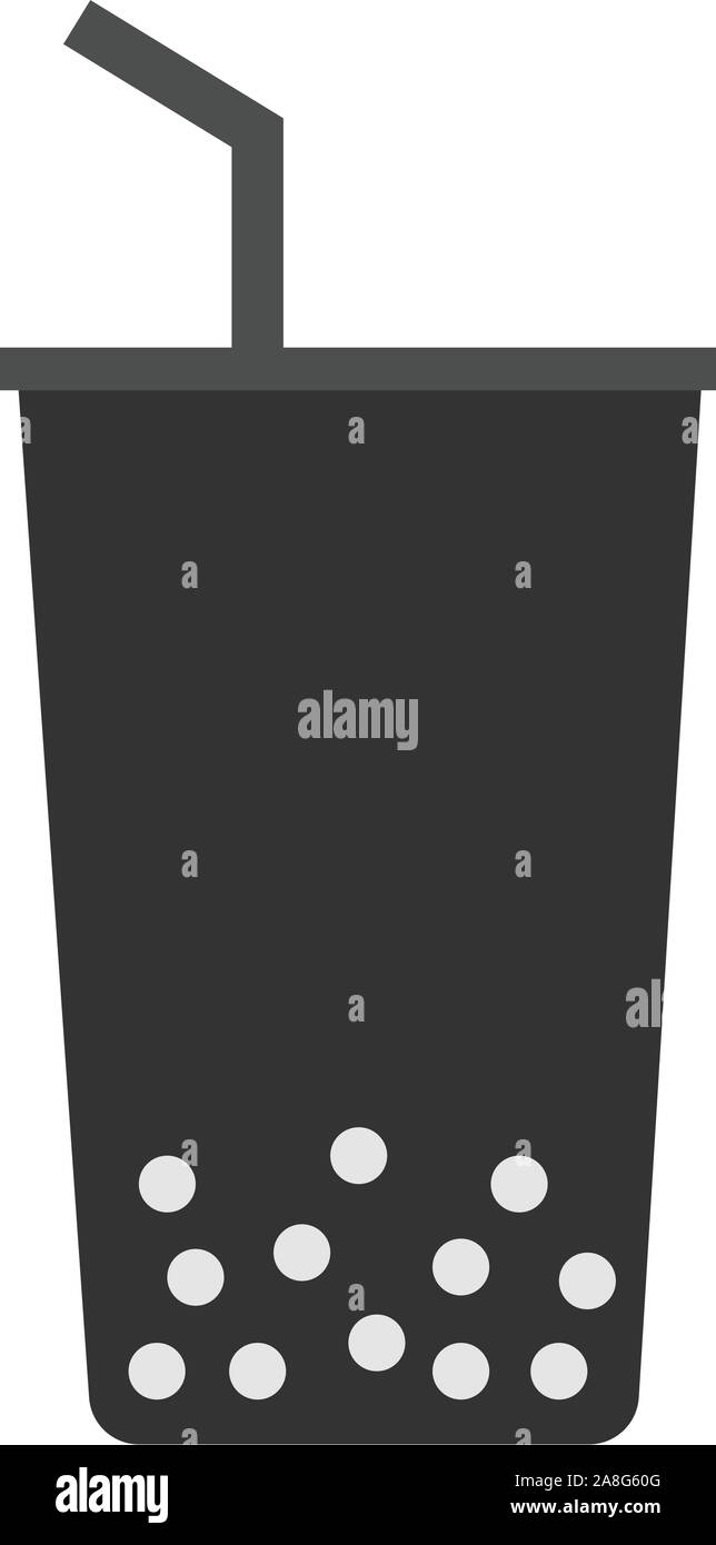 Segno di bolla. perla tè latte su sfondo bianco. boba icona per il vostro web site design, logo, app, UI. tipo piatto. Illustrazione Vettoriale