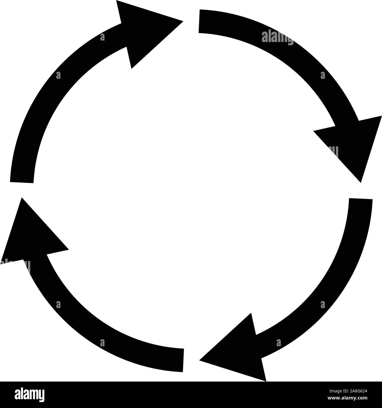 Simbolo di processo su sfondo bianco. Quattro fase ciclo segno di freccia. tipo piatto. icona ciclo per il vostro web site design, logo, app, UI. freccia simbolo del ciclo. Illustrazione Vettoriale