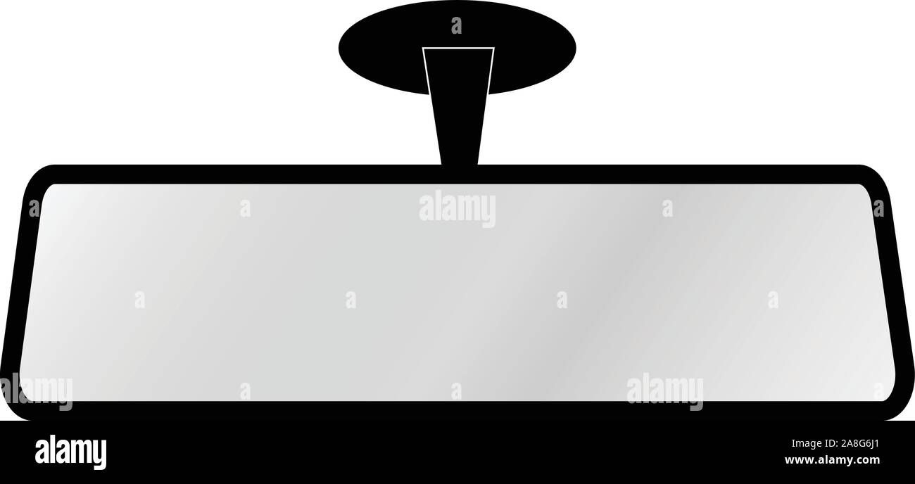 Specchio retrovisore del passeggero parabrezza auto su sfondo bianco in stile appartamento. specchio retrovisore car design per il logo mobile app, sito web. vista reale mir Illustrazione Vettoriale