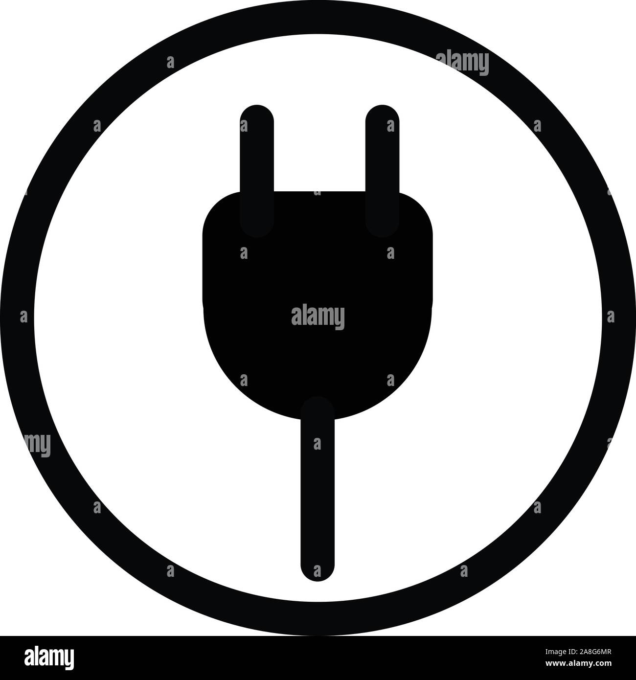 Plug in icona su sfondo bianco in stile appartamento. plug in icona per il vostro web site design, logo, app, UI. spina elettrica simbolo. Illustrazione Vettoriale