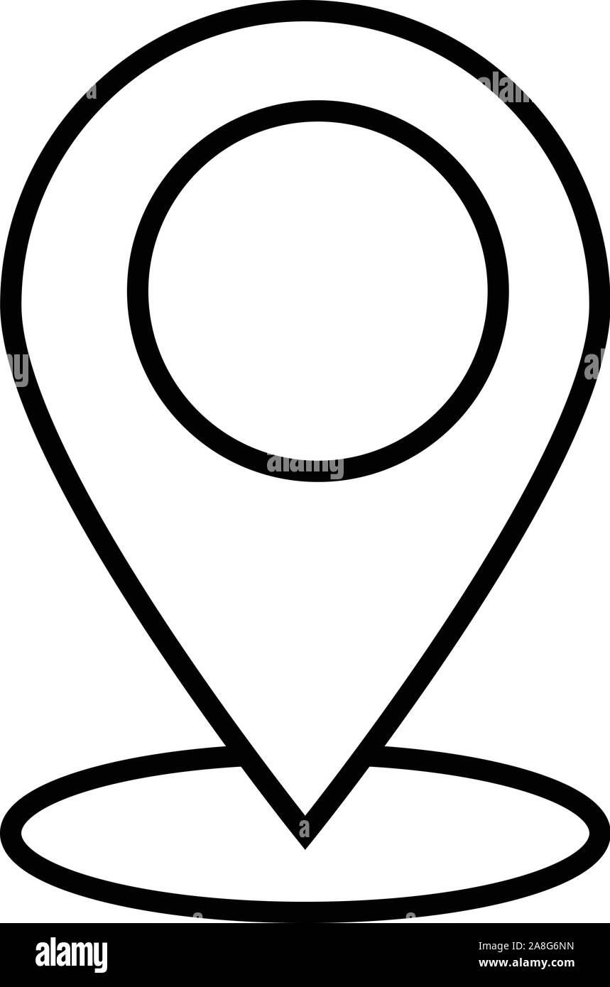 Schema ubicazione icona su sfondo bianco in stile appartamento. Delineare icona mappa per il vostro web site design, logo, app, UI. Posizione segno. puntatore simbolo di linea. Illustrazione Vettoriale