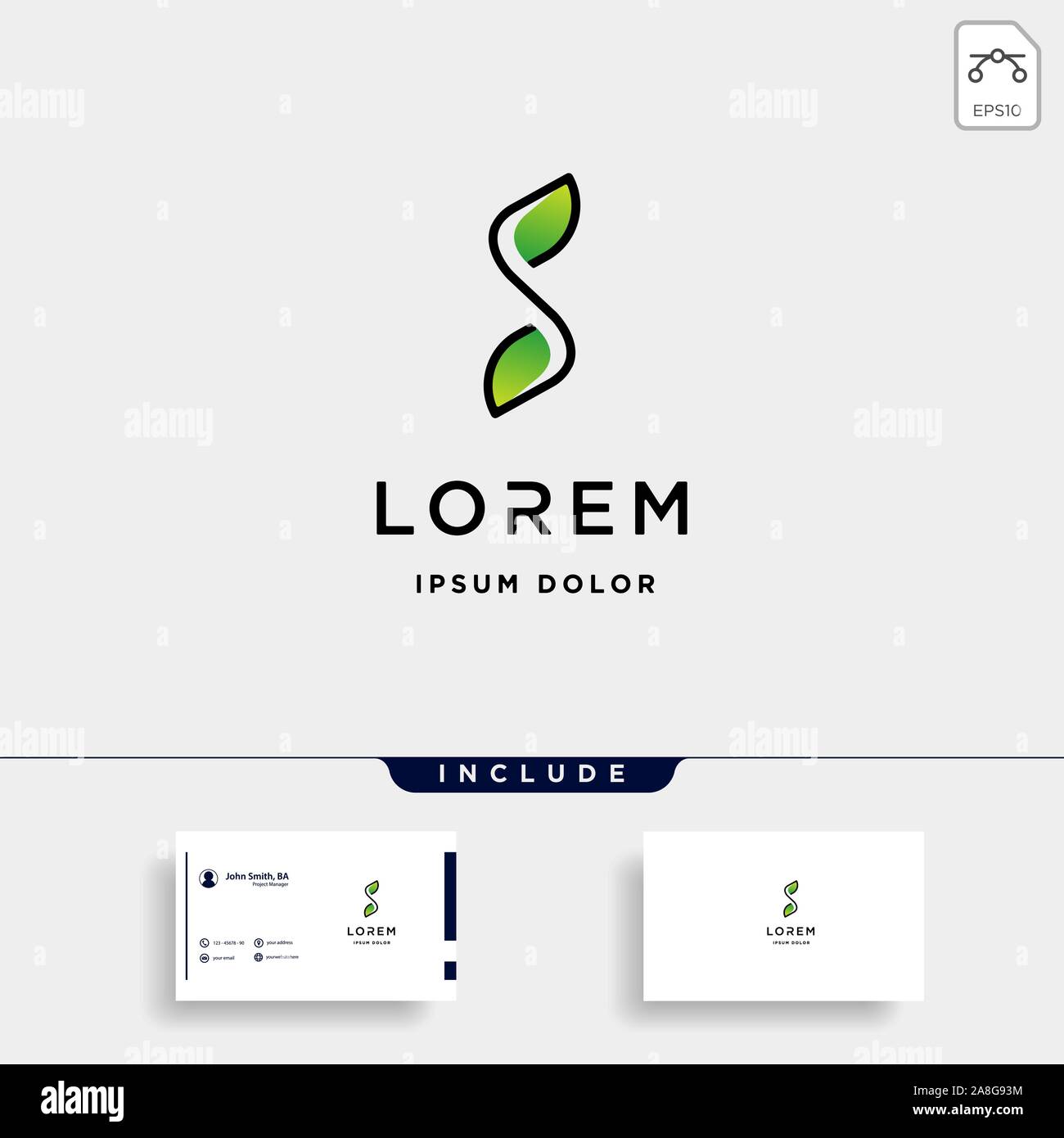 Lettera S SS Leaf Logo Design semplice vettore Illustrazione Vettoriale