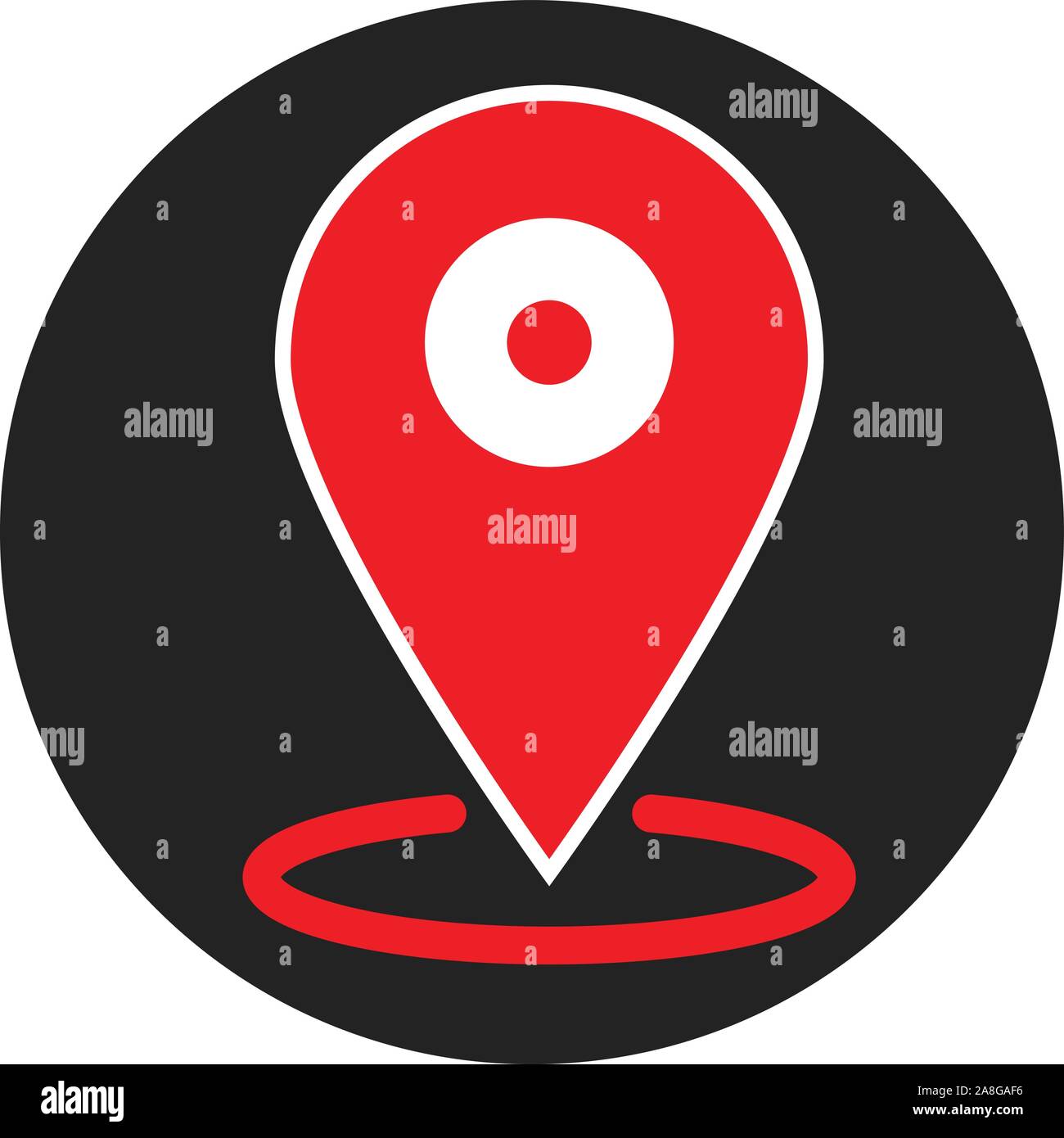 Icona della posizione su sfondo bianco in stile appartamento. icona localizzazione per il vostro web site design, logo, app, UI. mappa pin simbolo segno segnaposto. Illustrazione Vettoriale