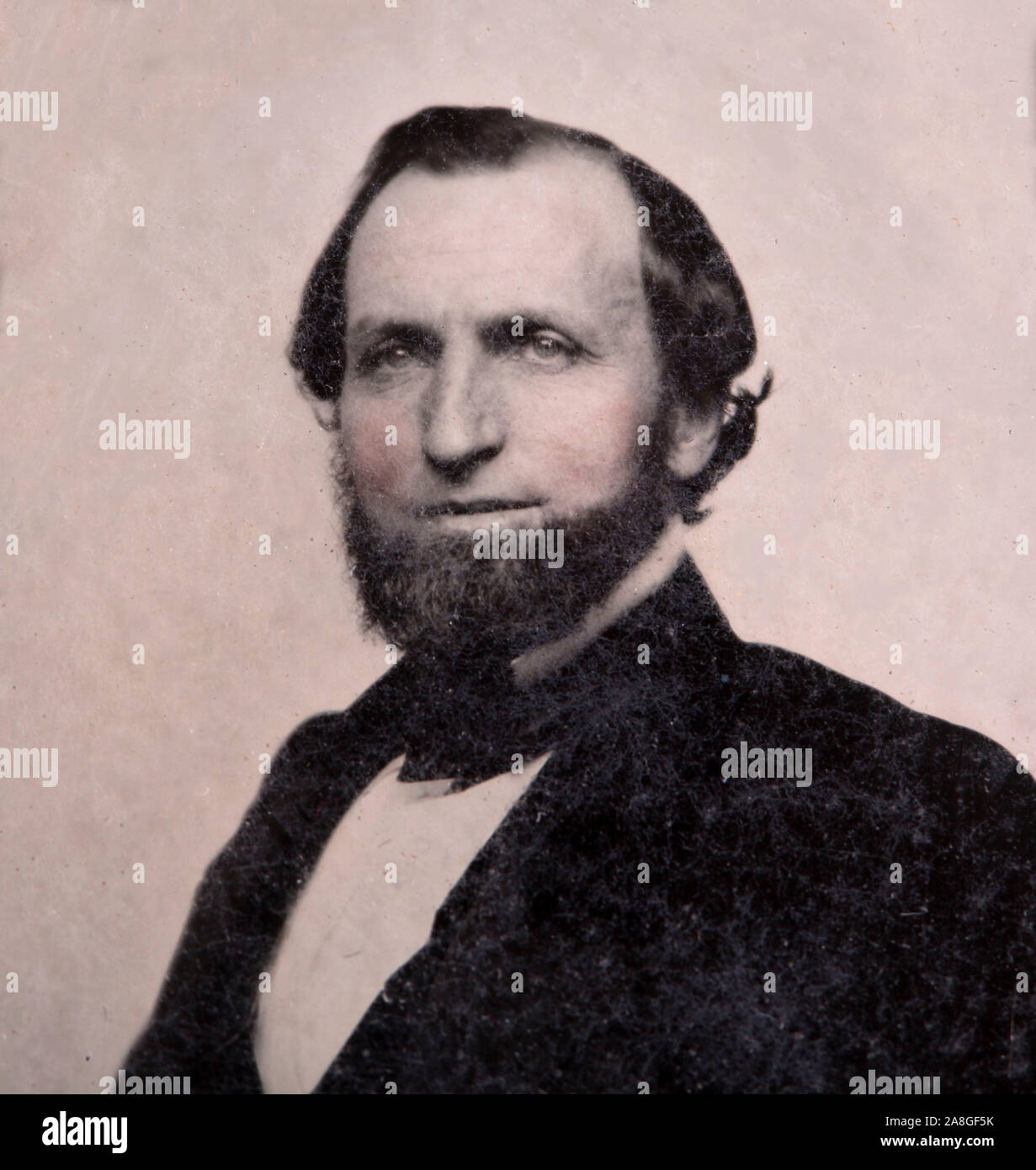 Formalmente vestiti uomo in un ritratto tintype, ca. 1860s. Foto Stock