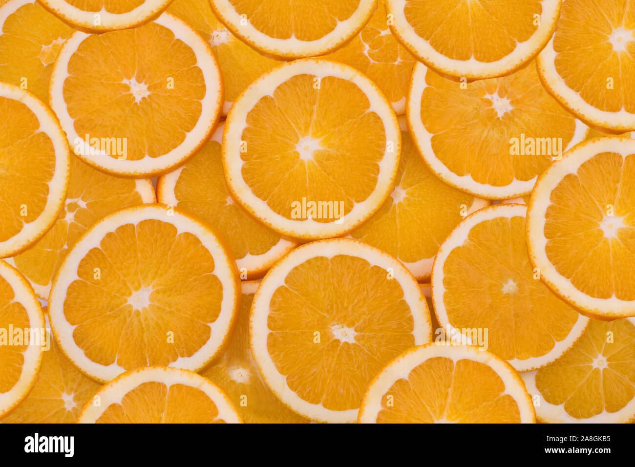 Gesunde Ernährung und vitamina mit Orangen, (Orangenscheiben, Foto Stock