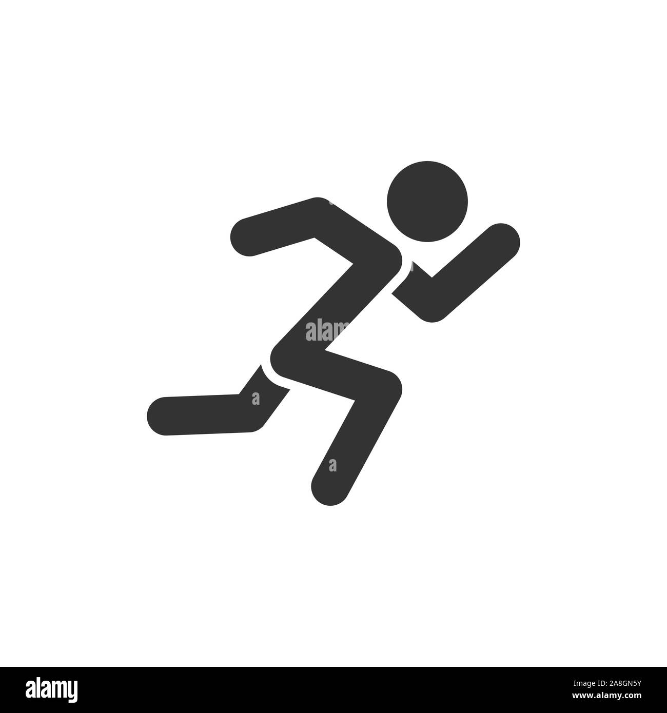 Eseguire la gente icona in stile appartamento. Jump illustrazione vettoriale bianco su sfondo isolato. Fitness concetto di business. Illustrazione Vettoriale