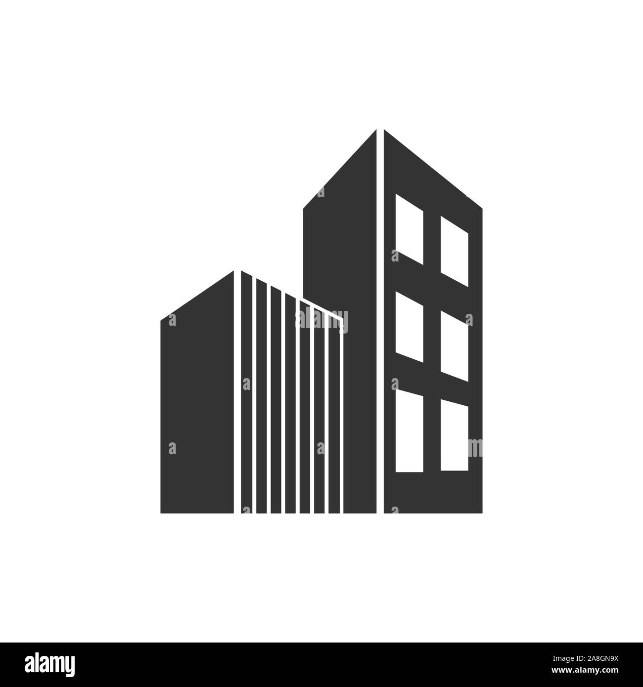 Icona di edificio in stile appartamento. Grattacielo illustrazione vettoriale bianco su sfondo isolato. Architettura il concetto di business. Illustrazione Vettoriale