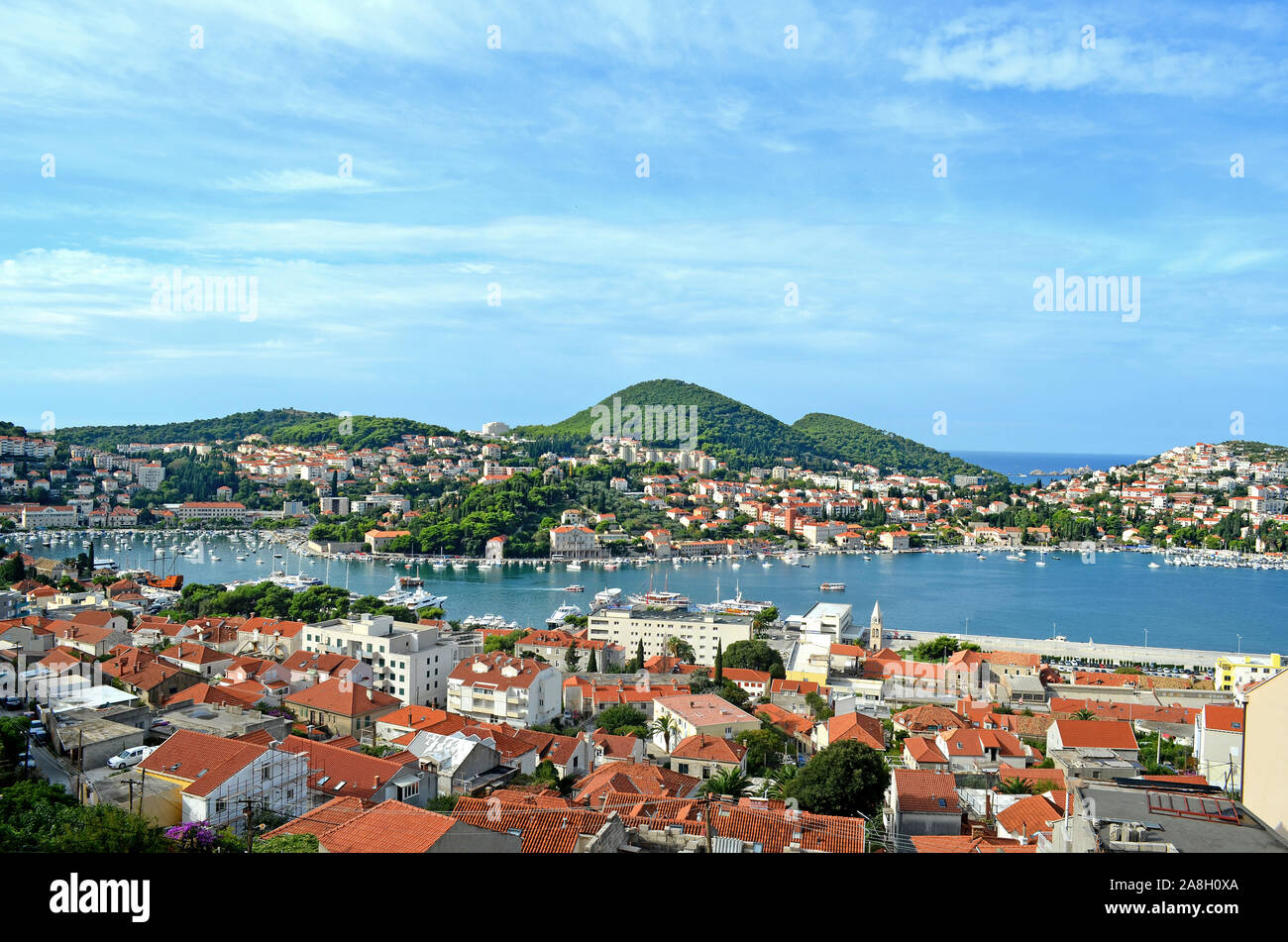 Vista panoramica (Cityscape) di Dubrovnik (Croazia) Foto Stock