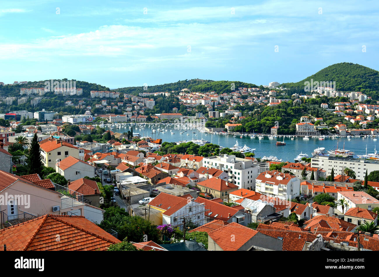 Vista panoramica (Cityscape) di Dubrovnik (Croazia) Foto Stock