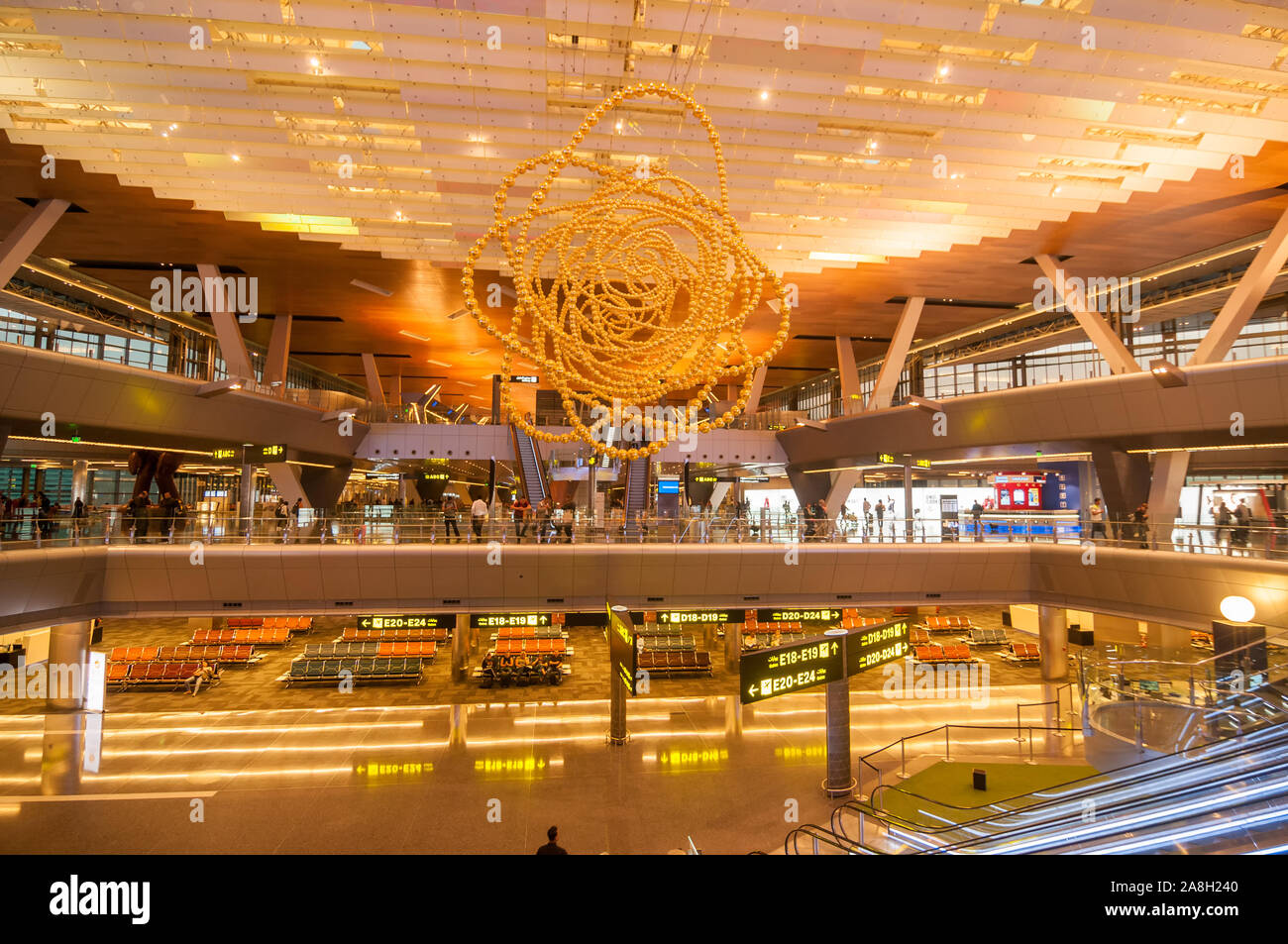 Hall, hamad aeroporto internazionale di Doha, in Qatar Foto Stock