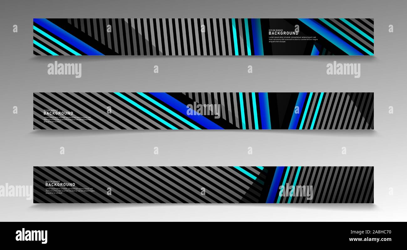 Vettore di raccolta banner. astratta sfondo a strisce con colori bianco e blu. web design, presentazione, pubblicità, ecc. Illustrazione Vettoriale