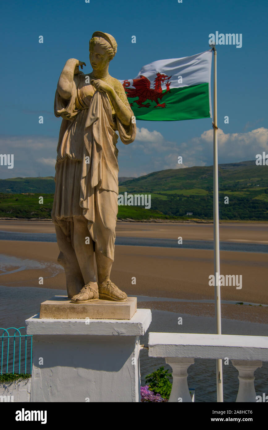 Portmeirion & R.Dwyryd estuario. Foto Stock