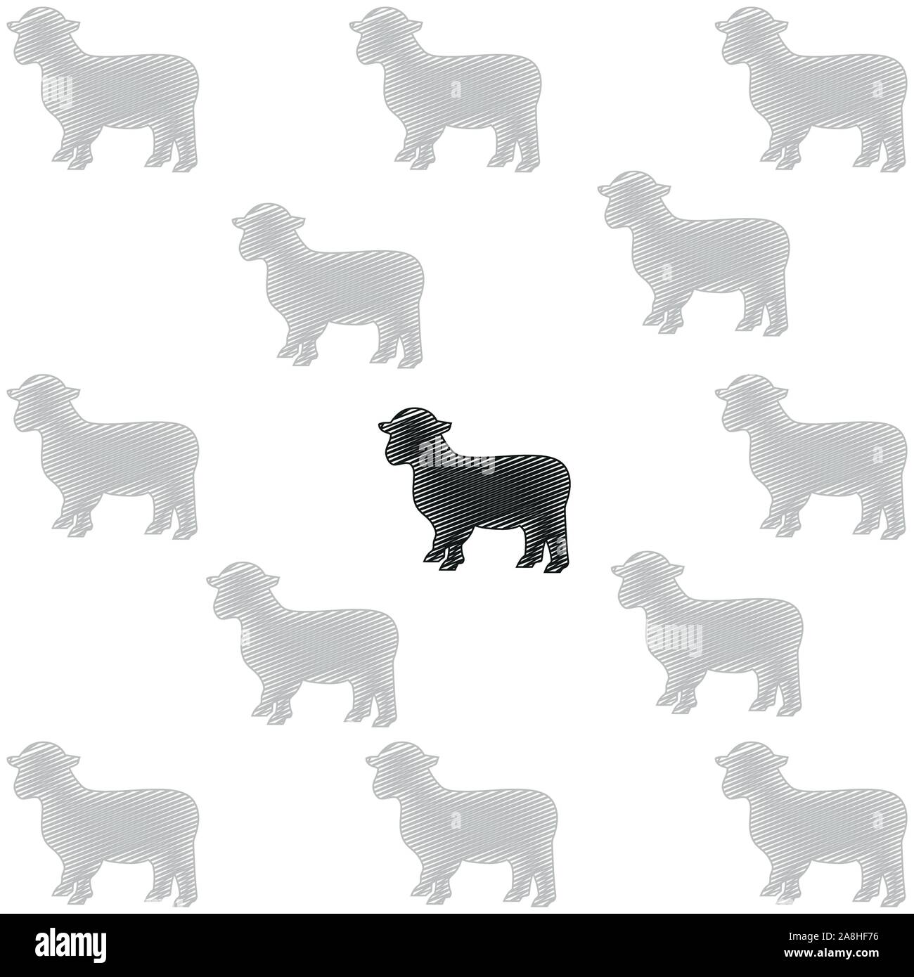 Pecore, animali di allevamento, allevamento di ovini, sfondo Illustrazione Vettoriale