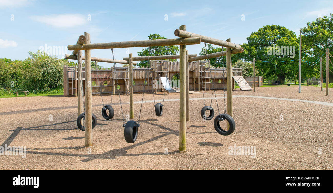 Il parco per bambini situato a Hylands Park a Chelmsford Essex, una grande famiglia posizione per tempo insieme e divertirsi Foto Stock