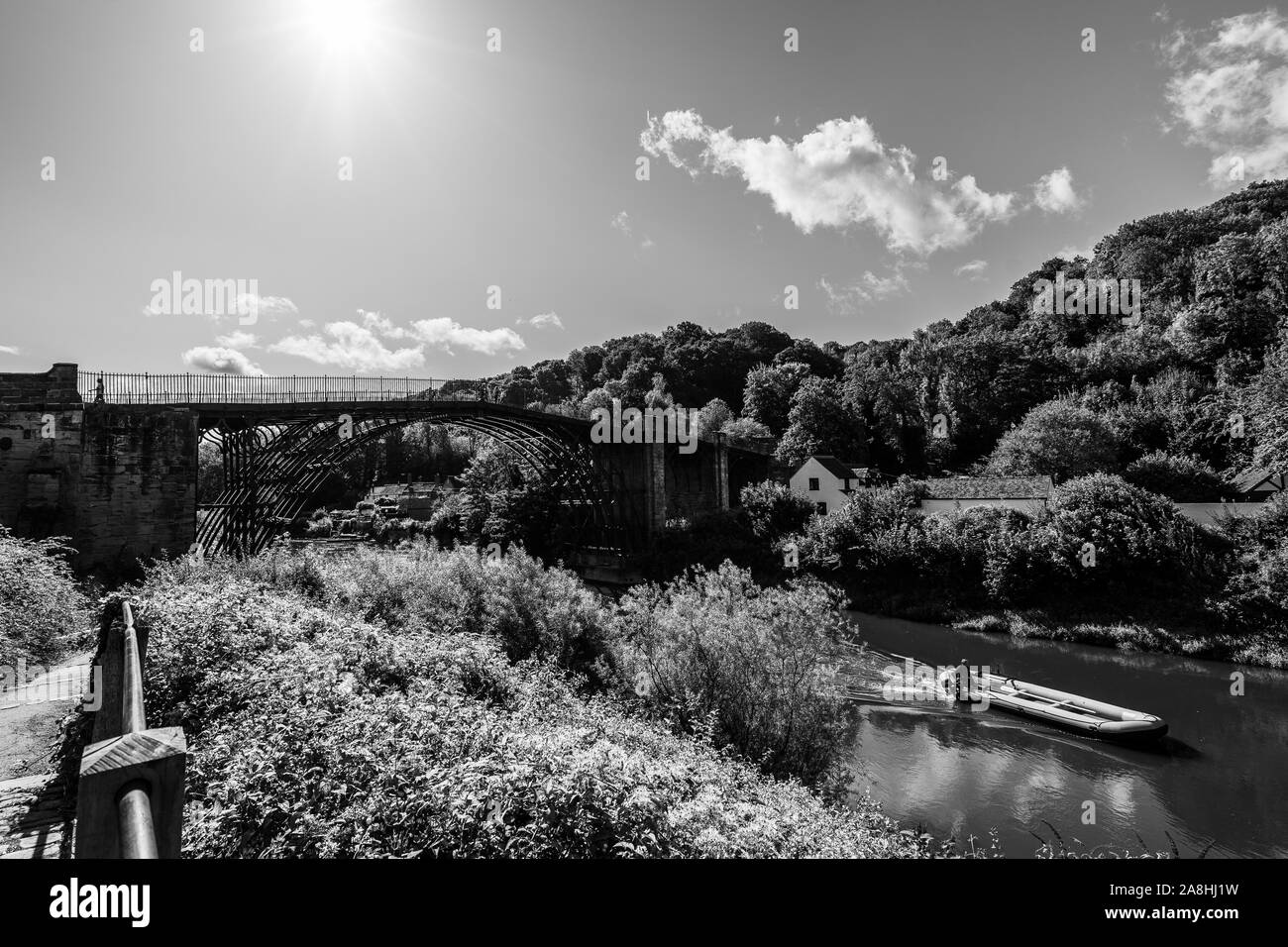 Viste la sorprendente Ironbridge, ponte in ferro in TELFORD SHROPSHIRE, famosa in tutto il mondo industriale monumento, Foto Stock