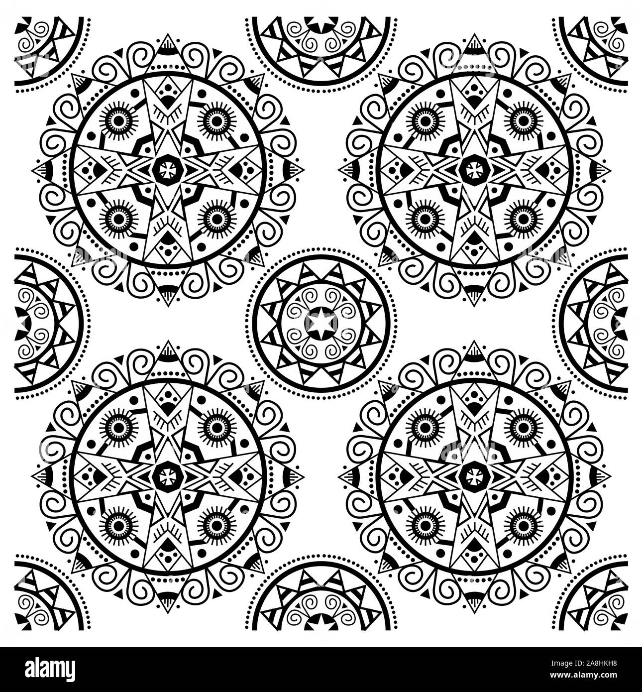 Geometrica pattern senza giunture, sfondo mandala, etnica, tradizionale, folk, stampa ornamentali. - Vettore Illustrazione Vettoriale