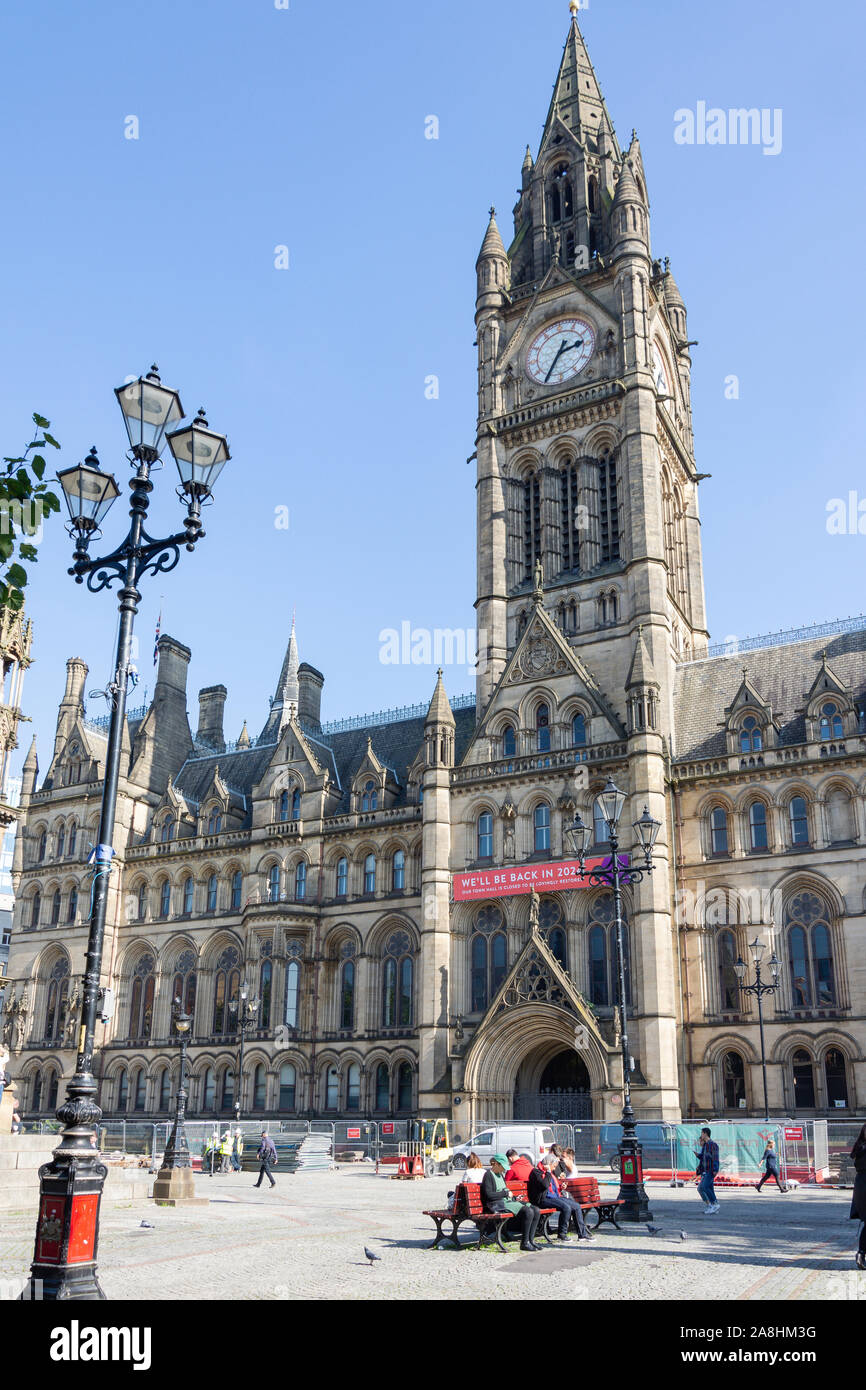 Manchester Town Hall e Albert Square, Manchester, Greater Manchester, Inghilterra, Regno Unito Foto Stock