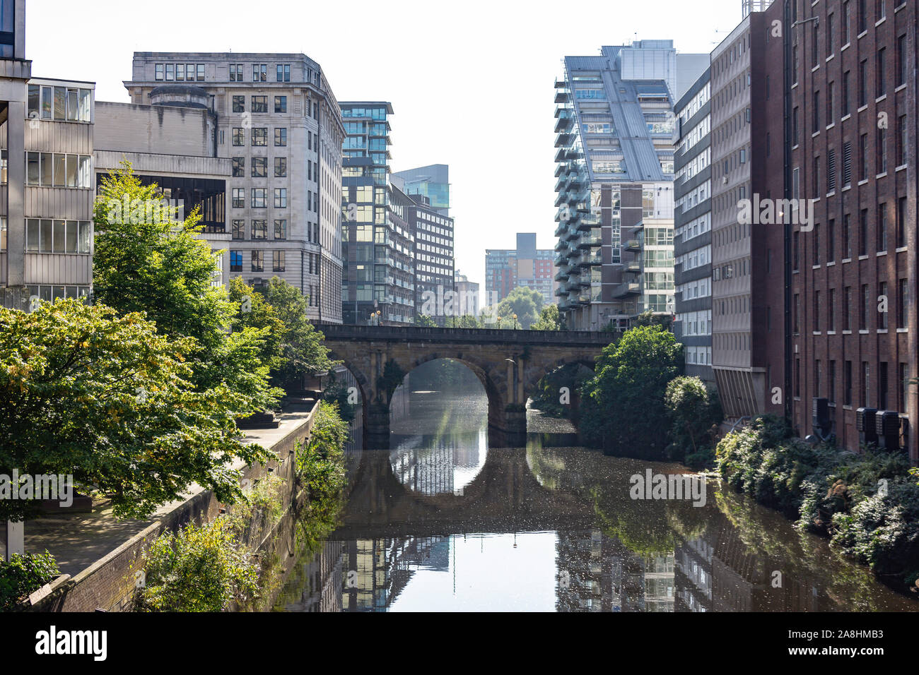 Blackfriars Bridge su fiume Irwell, Manchester, Greater Manchester, Inghilterra, Regno Unito Foto Stock
