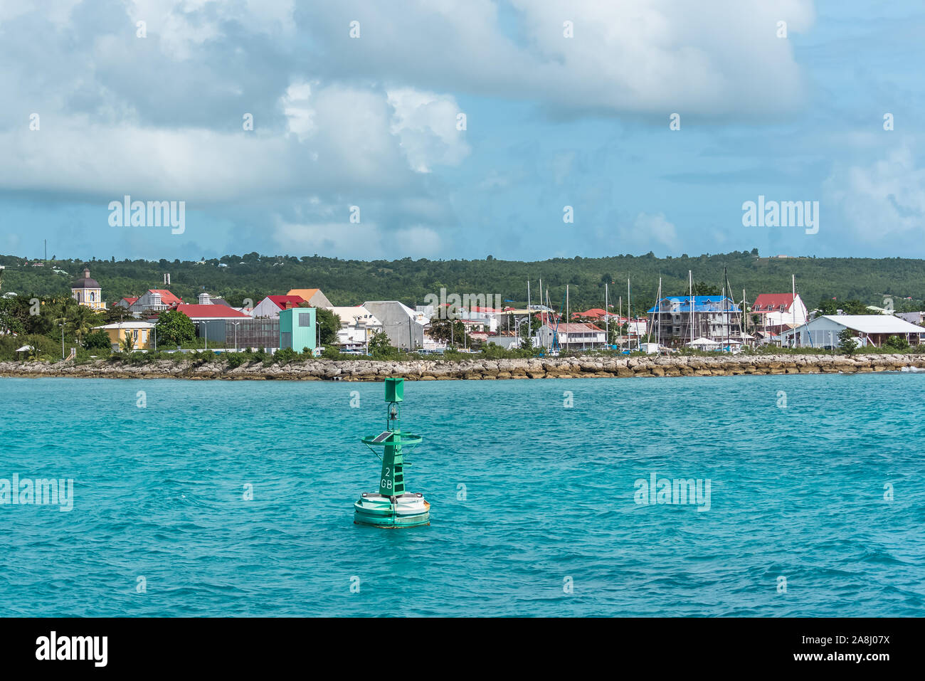 Guadalupa, isola Marie-Galante, vista sul porto di Grand-Bourg Foto Stock