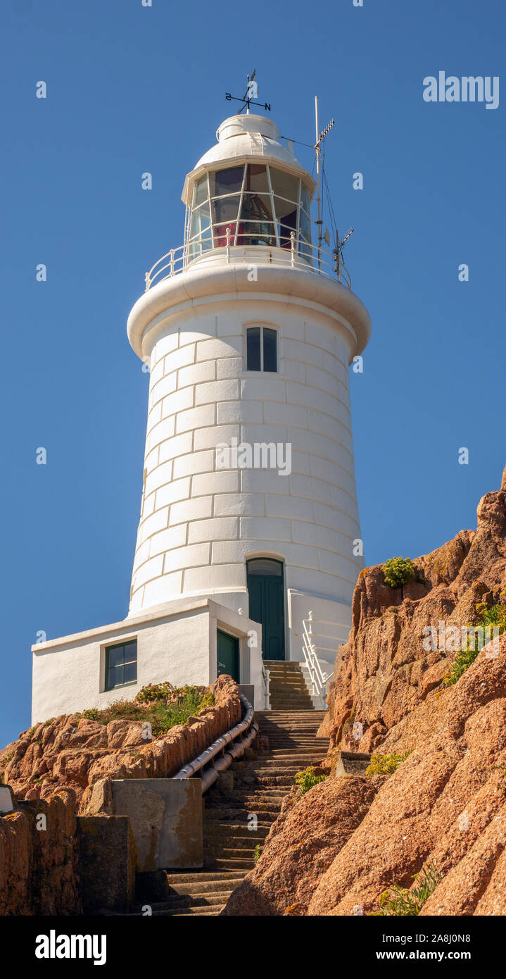 Corbiere Lighthouse, Jersey, Isole del Canale, UK. Foto Stock