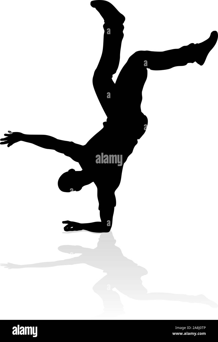 Danza di strada Silhouette ballerino Illustrazione Vettoriale