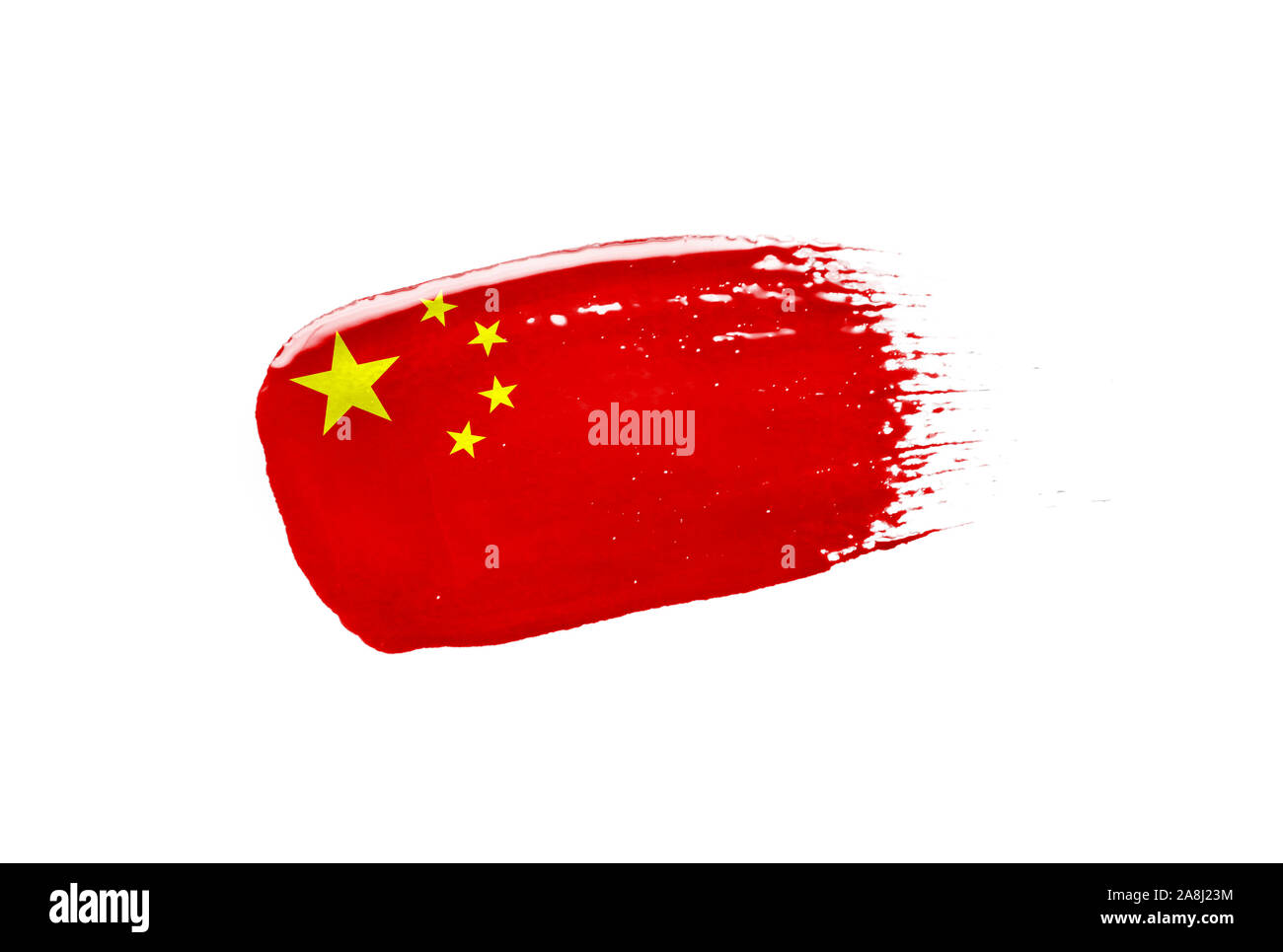 Dipinta a pennello bandiera della Cina. Mano stile disegnato Foto Stock