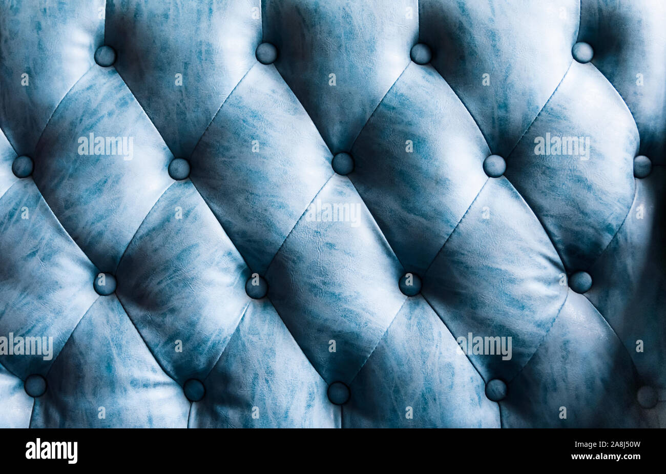 Texture, fotografia del retro blu del divano Foto Stock