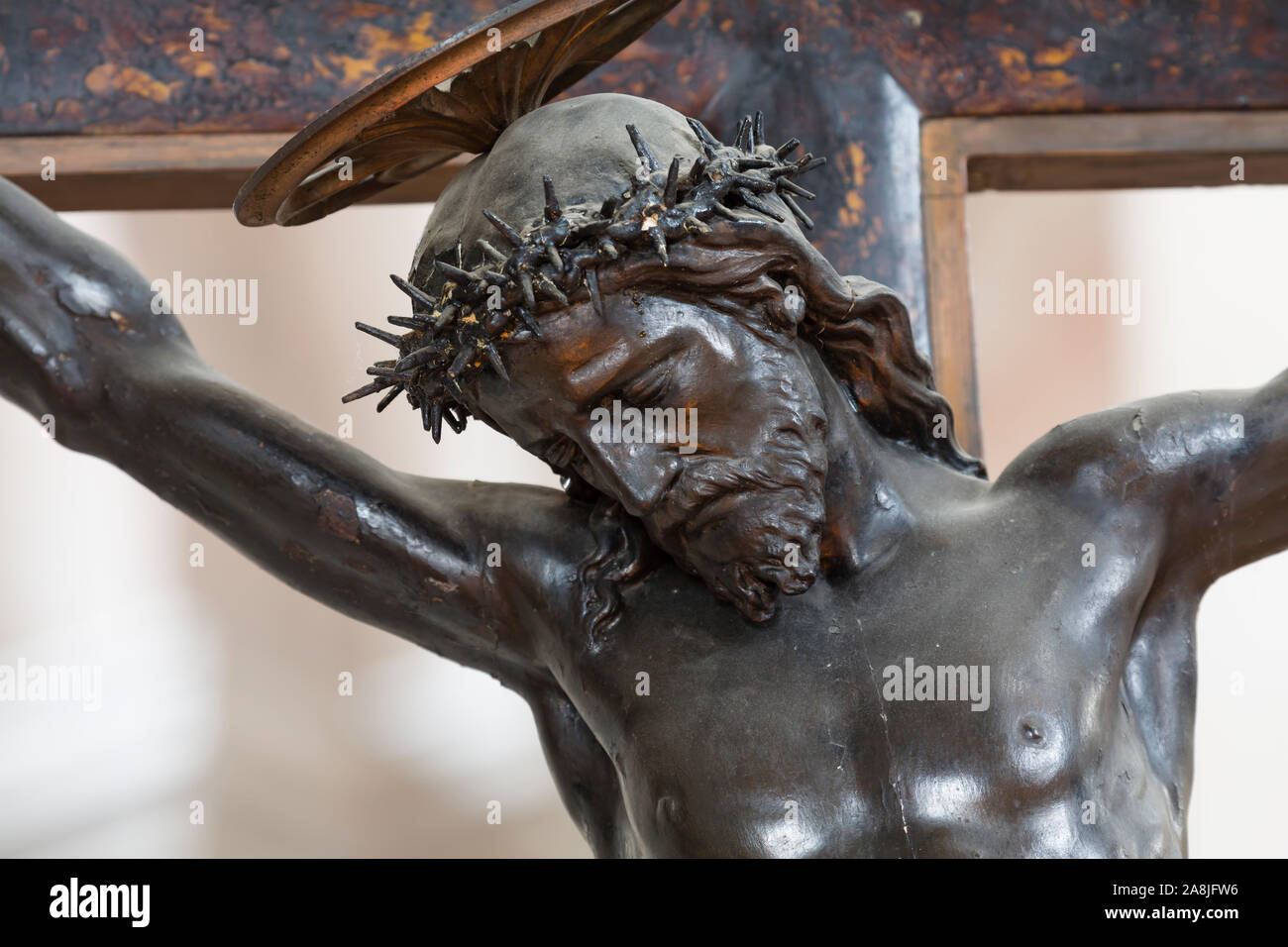 Il cristianesimo, Gesù Cristo crocifisso su una croce Foto Stock