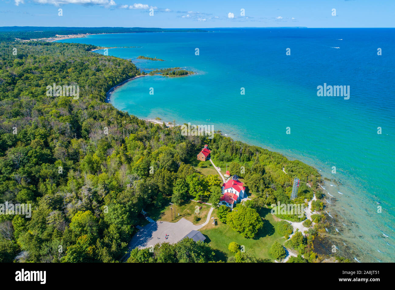 Grand Traverse luce è un faro negli Stati Uniti Stato del Michigan, situato sulla punta della penisola di Leelanau, che separa il lago Michigan e Gr Foto Stock