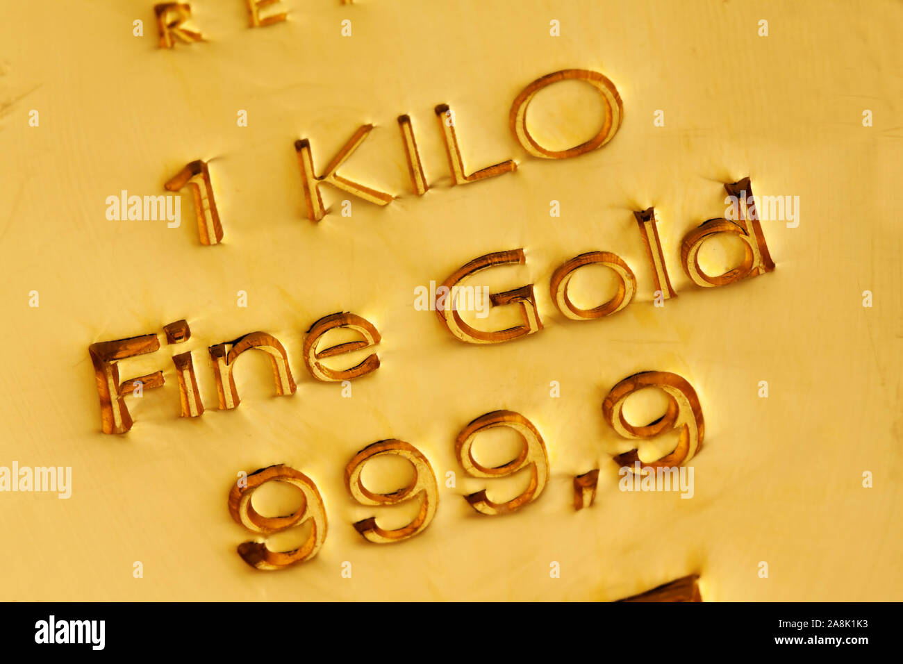 Geldanlage in echtem Gold Goldbarren als, 1 kg di oro finissimo, Foto Stock