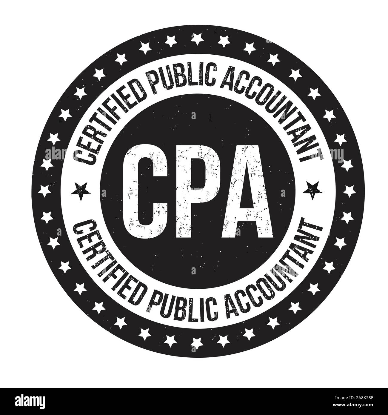 Certified Public Accountant segno o timbro su sfondo bianco, illustrazione vettoriale Illustrazione Vettoriale