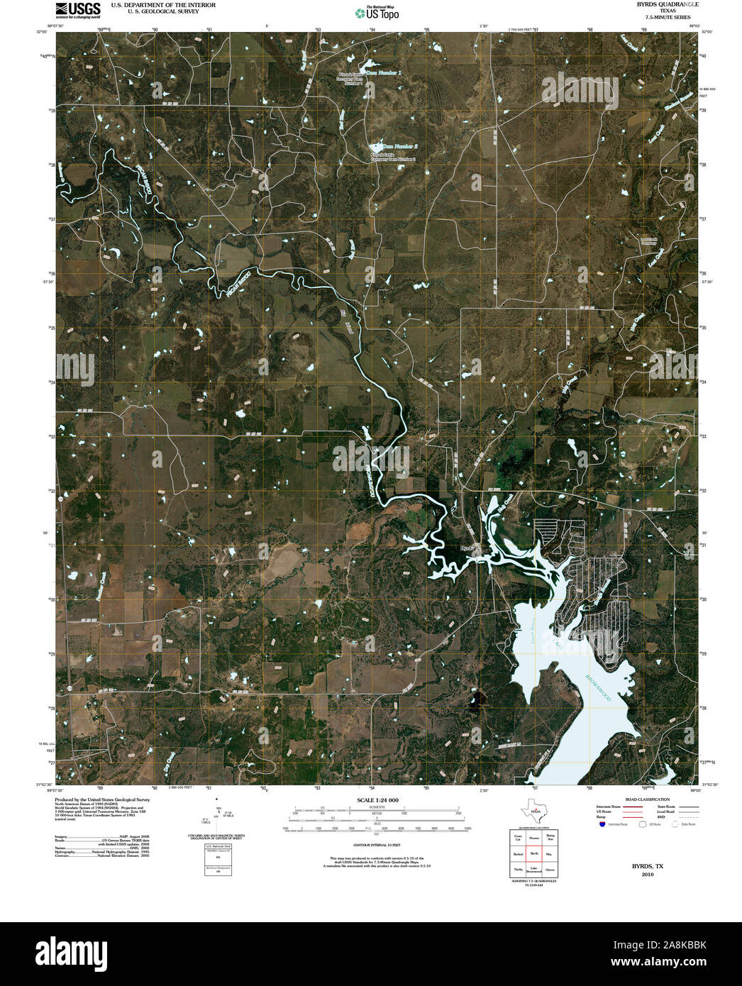 USGS TOPO Map Texas TX Byrds 20100318 TM il restauro Foto Stock