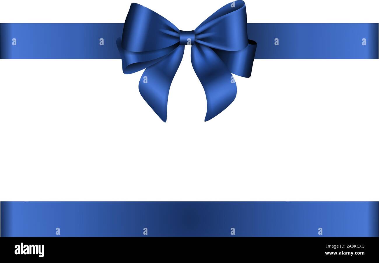 Blue bow e nastro per chritmas e decorazioni di compleanno Illustrazione Vettoriale
