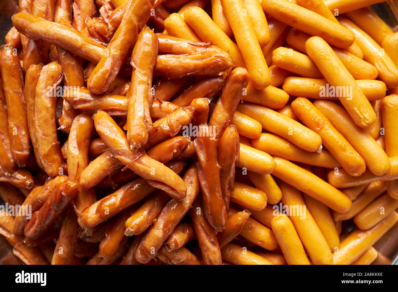 Un primo piano di hotdog. Buono per un computer, telefono wallpaper, desktop, lo sfondo, lo screensaver. In Kota Bharu, Kelantan, Malaysia. Foto Stock