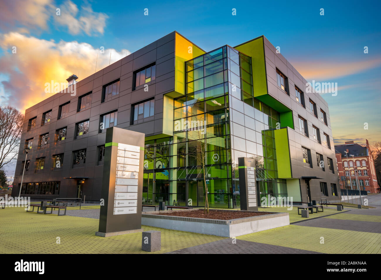 Szczecin, Marzo 2018: edificio moderno del centro di ricerca 'Technopark Pomerania' Foto Stock