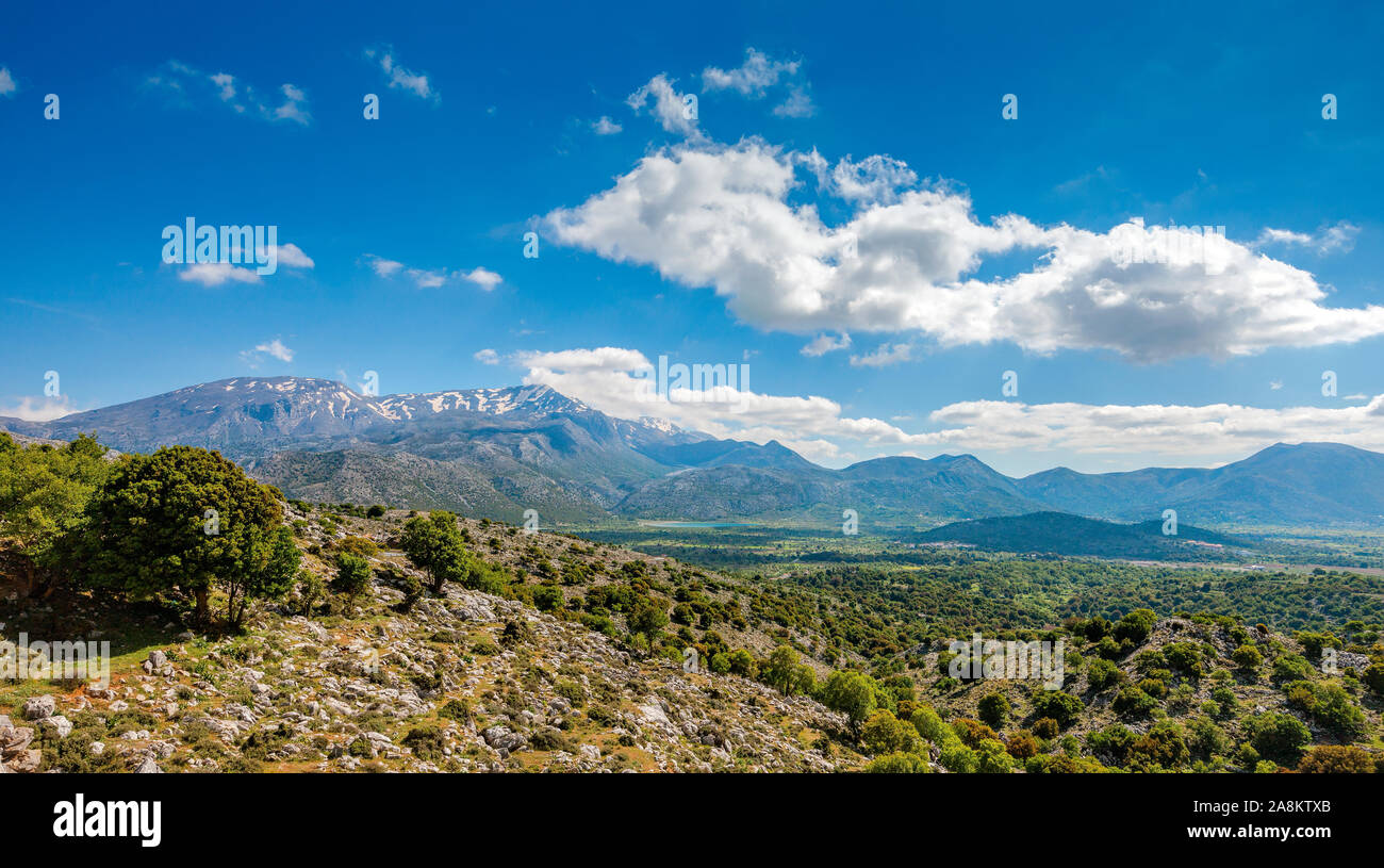 Vista dell'altopiano di Lassithi sull isola di Creta, Grecia Foto Stock