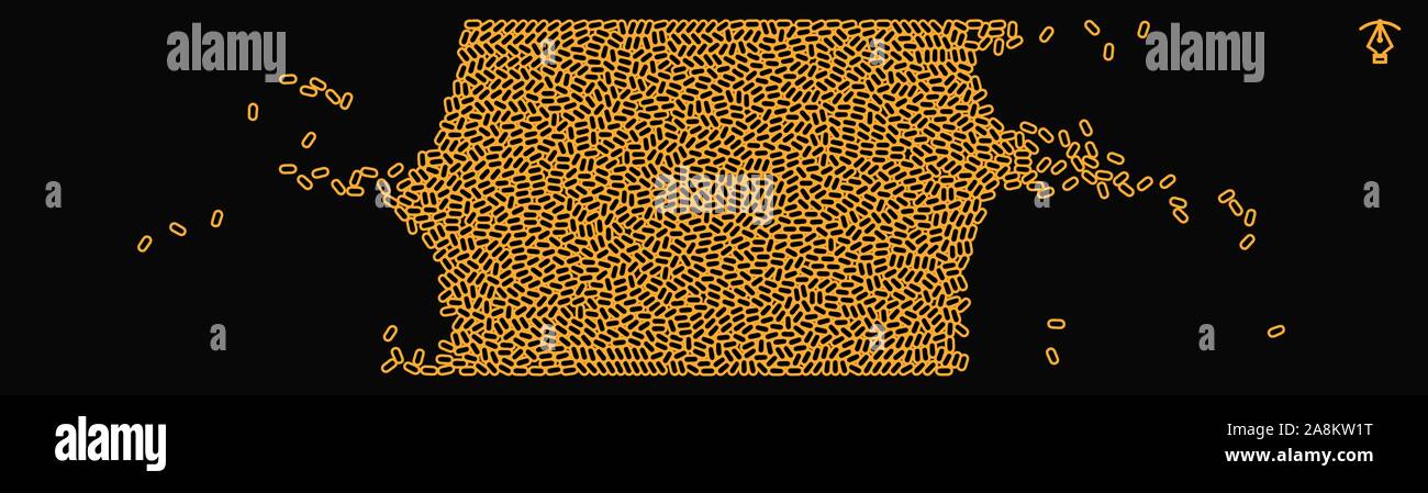 Illustrazione Vettoriale per la scienza, la chimica o l'istruzione. Matrice irregolare o matrice casuale di ovali. Illustrazione Vettoriale