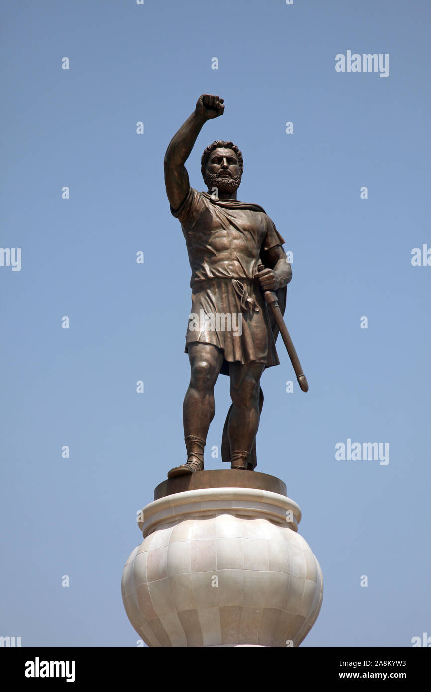 Philip II Macedon scultura a Skopje in Macedonia Foto Stock