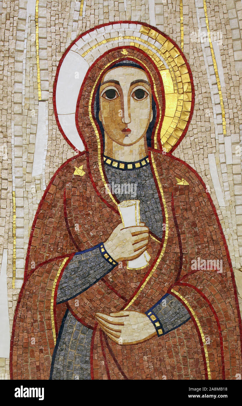 Vergine Maria, mosaico, Cappella nel monastero delle Suore della Carità di san Vincenzo de Paoli a Rijeka, Croazia Foto Stock