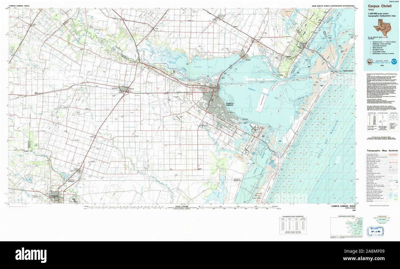 USGS TOPO Map Texas TX Corpus Christi 108865 1984 100000 Il restauro Foto Stock