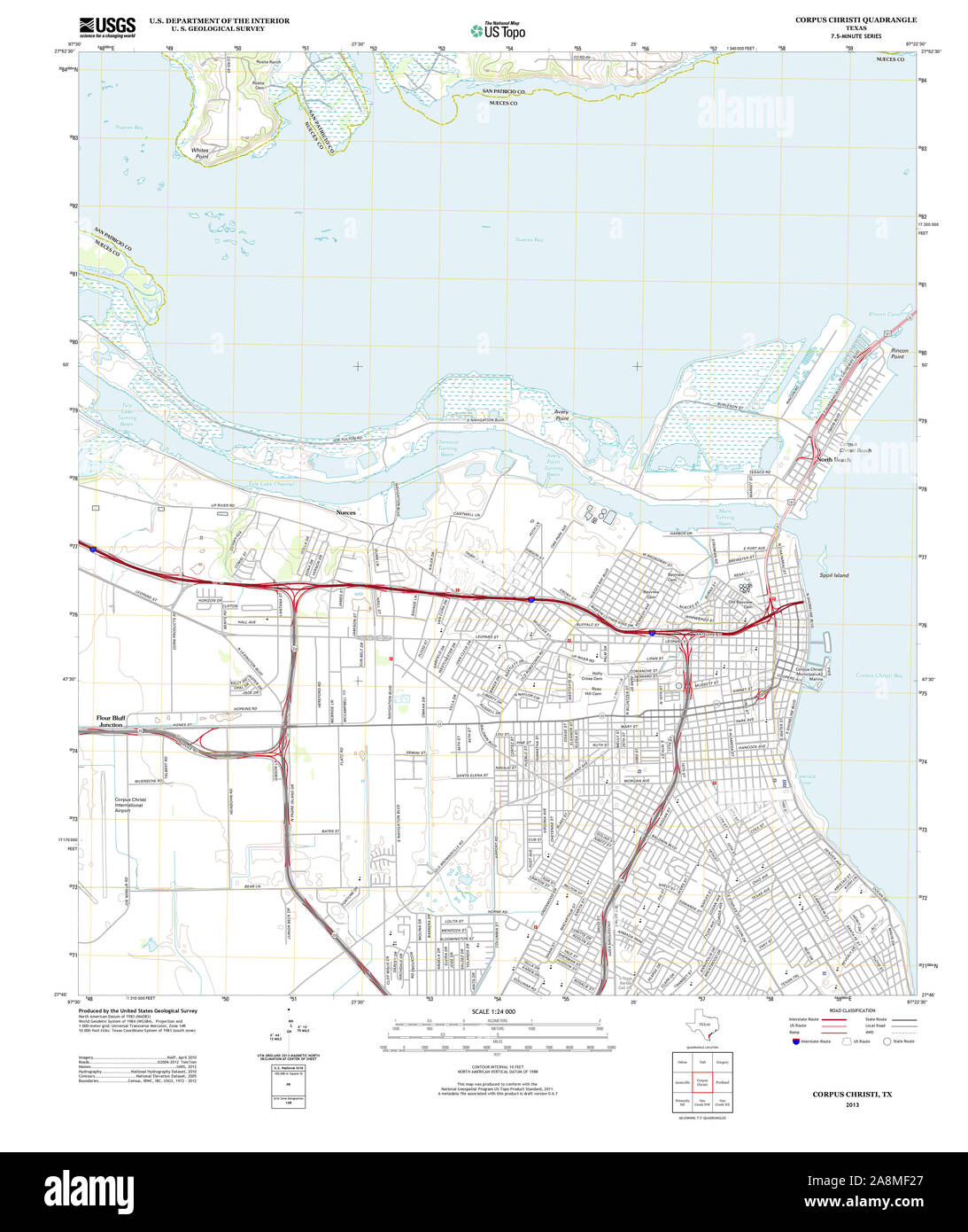 USGS TOPO Map Texas TX Corpus Christi 20130201 TM il restauro Foto Stock