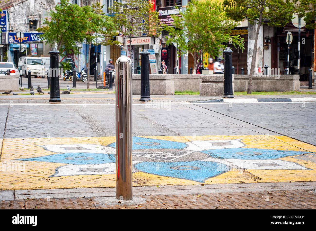 Georgetown Penang - 25 Aprile 2019 : Arte di strada nella città circondata da edifici coloniali. Foto Stock