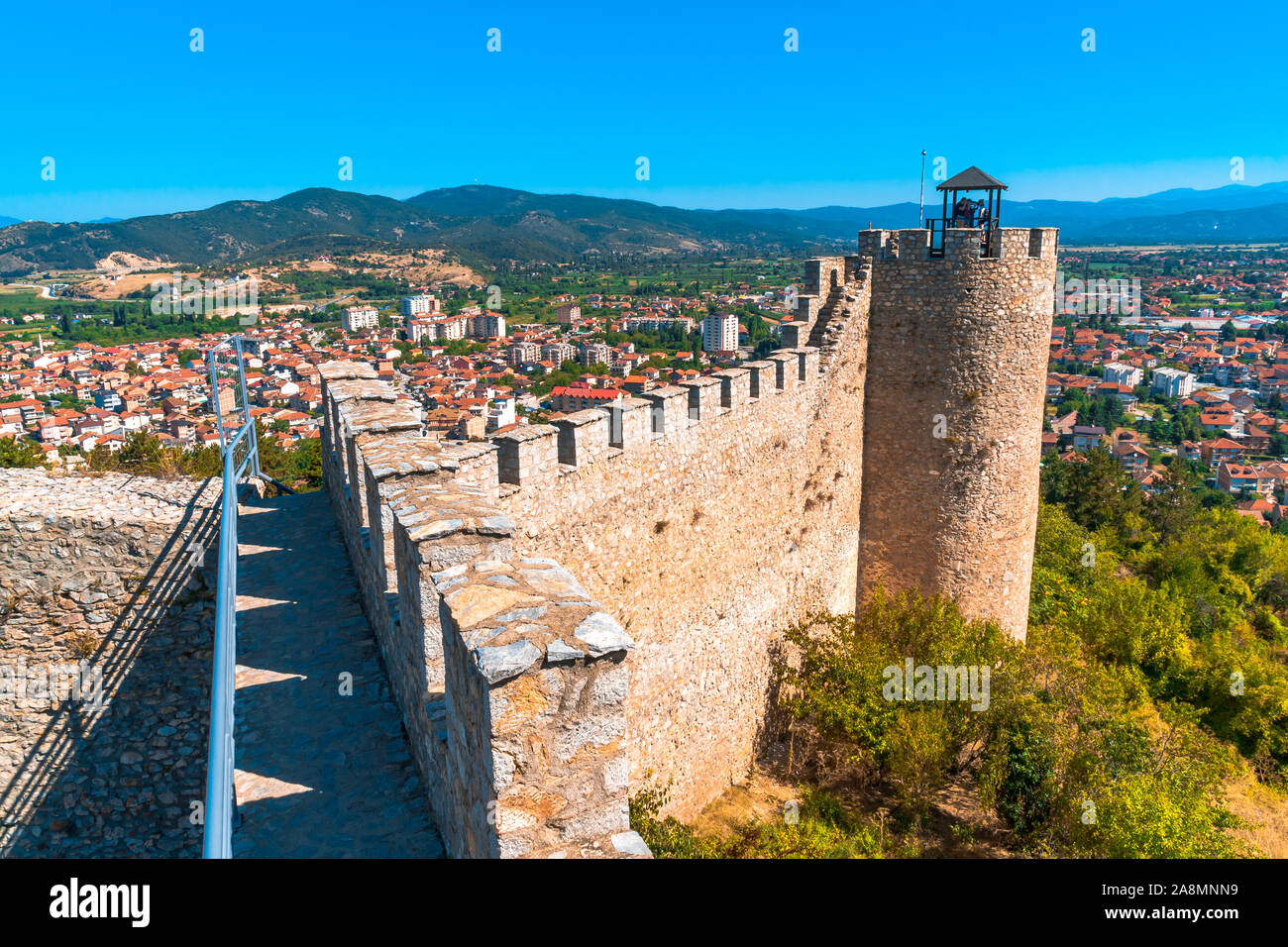 OHRID MACEDONIA - Agosto 7, 2019 : Samuel della fortezza nella Repubblica di Macedonia. Ohrid è nel Patrimonio Mondiale UNESCO dal lago. Foto Stock