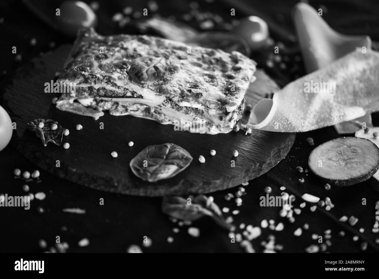deliziose lasagne fatte in casa - con ingredienti freschi dopo una tradizionale ricevuta italiana Foto Stock