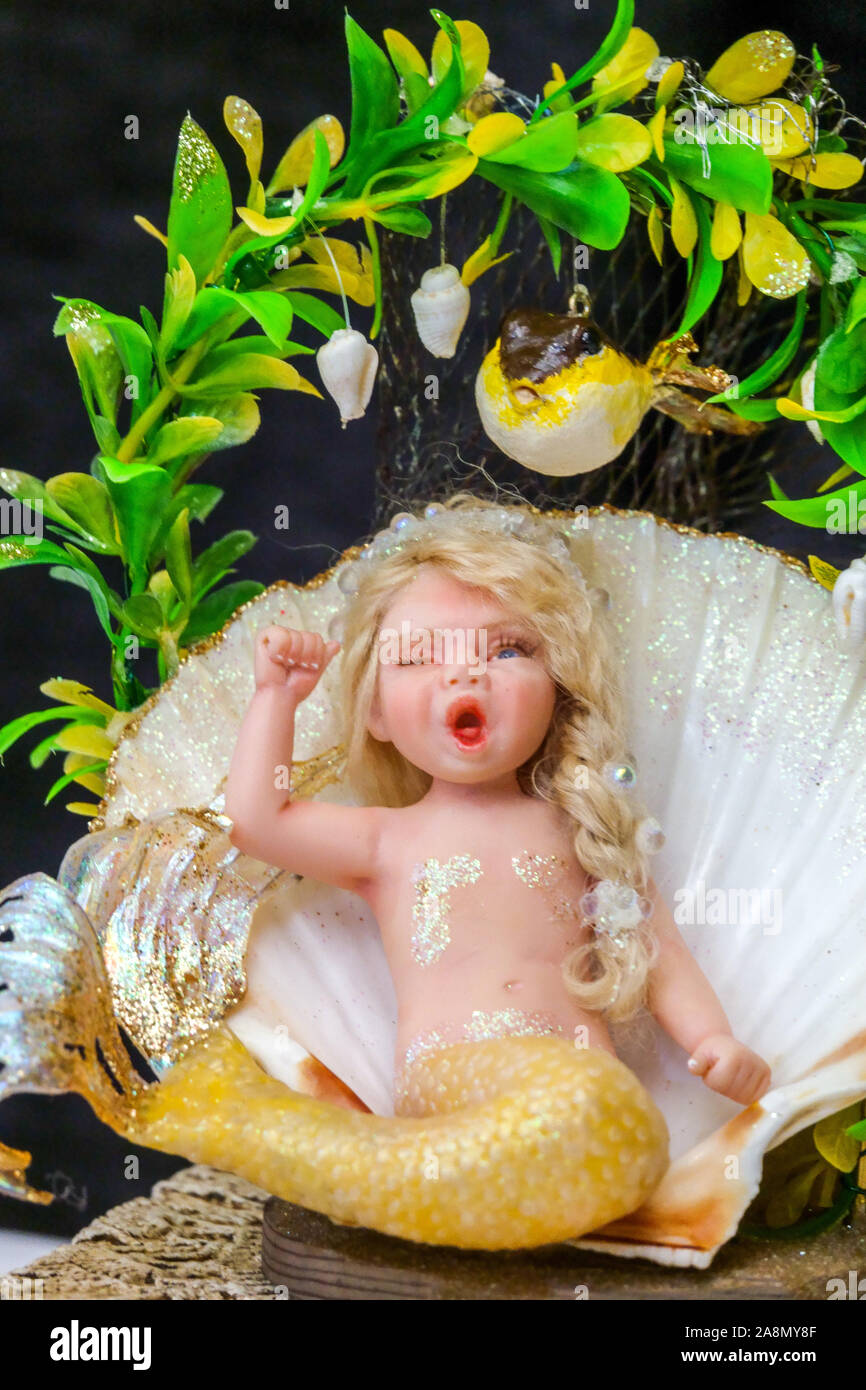 Arte bambola, baby mermaid Foto Stock