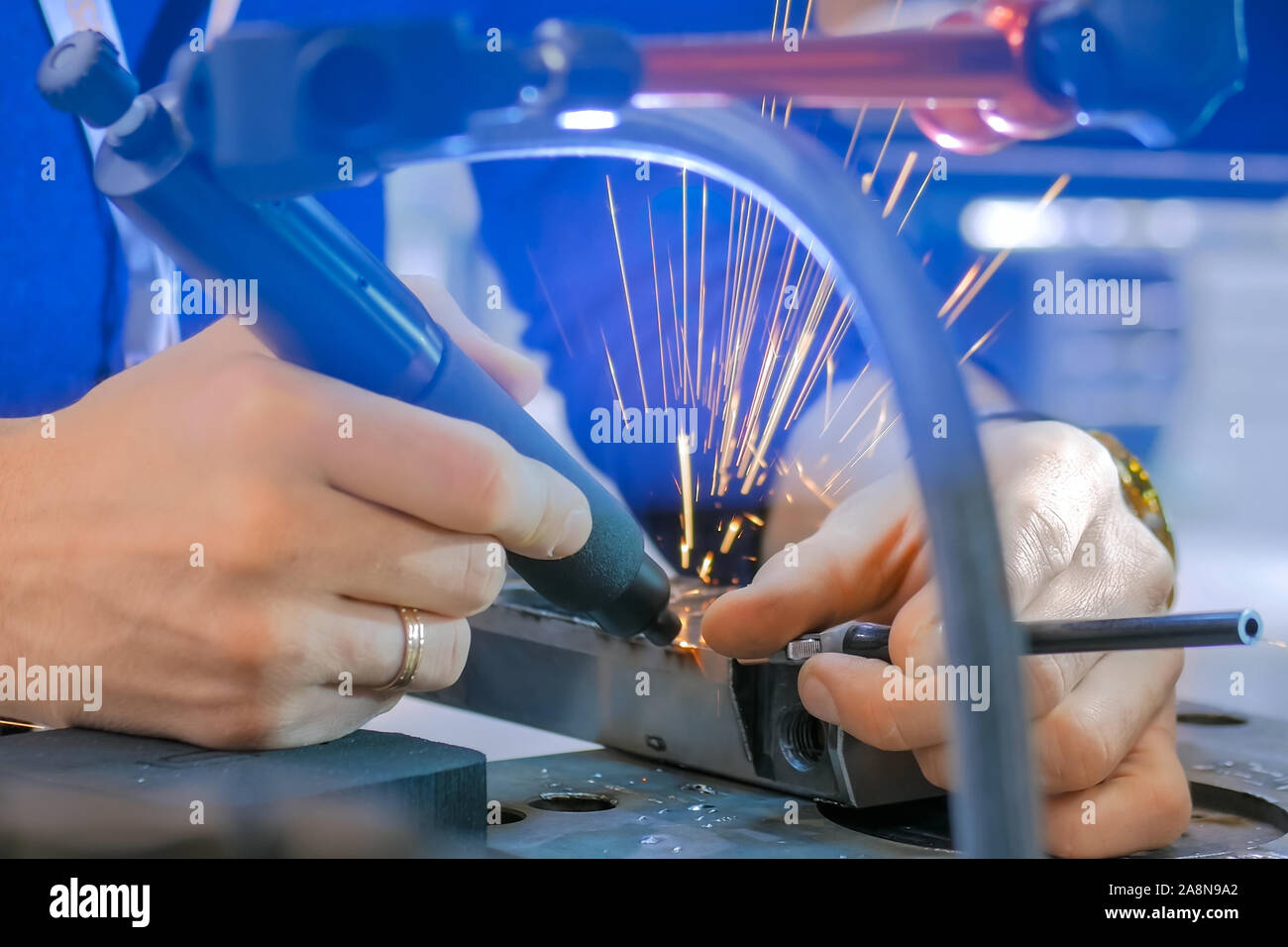 Gas Tungsten Arc Welding - GTAW o gas inerte tungsteno TIG Foto Stock