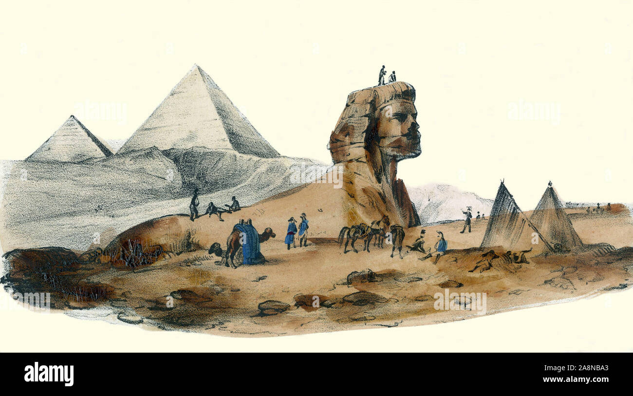 Le Colonnello Francais en Egypte. in 'Album grottesca, Choix de tipi remarquables ", illustrazioni de Victor Adam, Parigi, vers 1850. Foto Stock