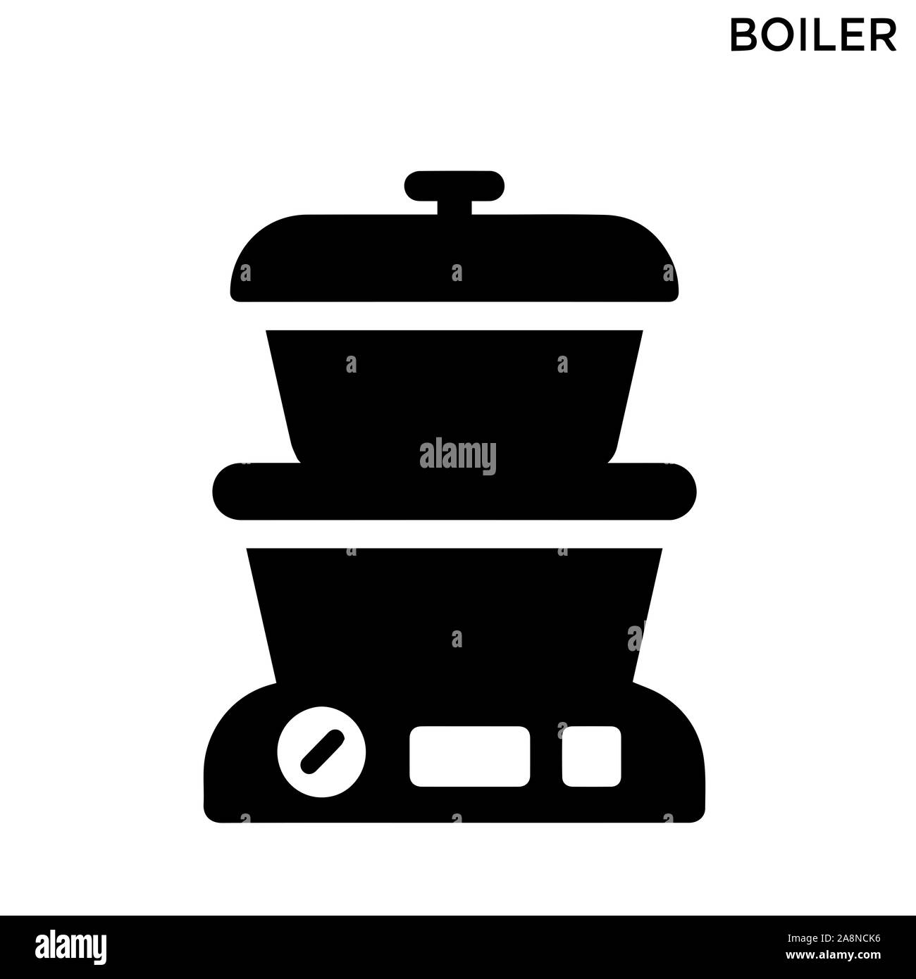 Icona di caldaia concetto alimentare caldaia icona sfondo bianco semplice elemento Foto Stock