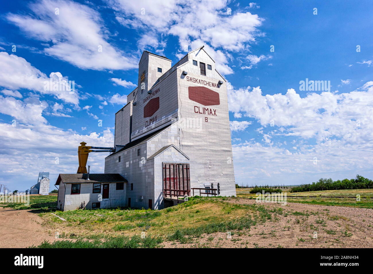 Vecchio elevatore granella Climax in Saskatchewan in Canada Foto Stock