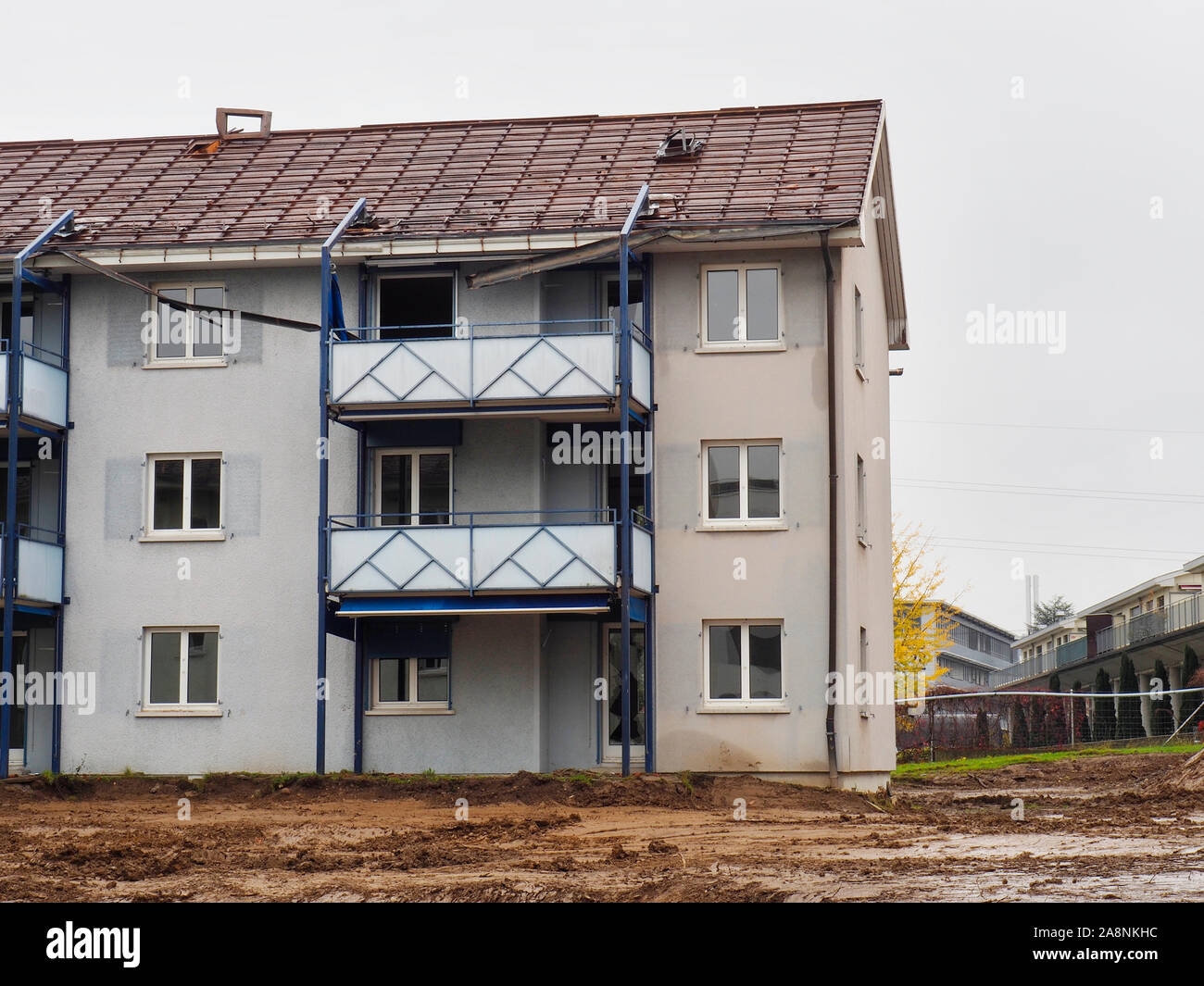 Abriss einer Wohnsiedlung in Regensdorf ZH Foto Stock